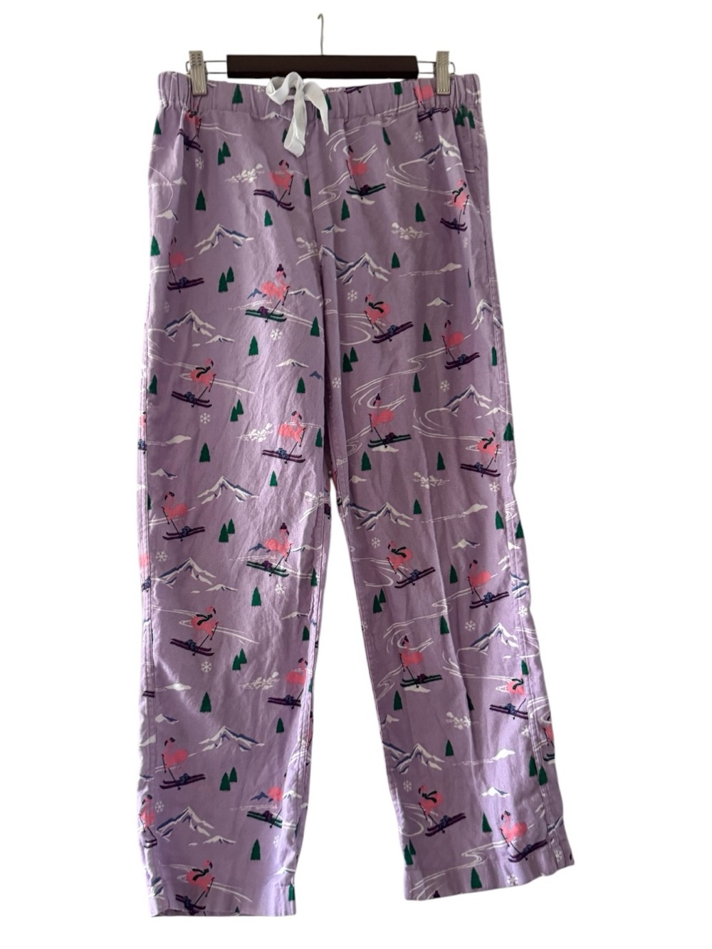 J. Crew Lavender Ski-Print Pajama Pants with Green & Pink Accents